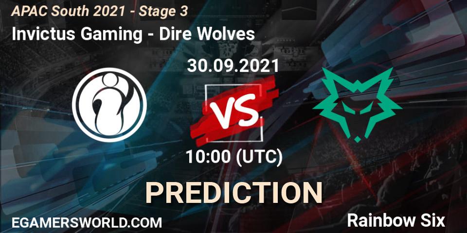 Prognose für das Spiel Invictus Gaming VS Dire Wolves. 30.09.2021 at 10:00. Rainbow Six - APAC South 2021 - Stage 3