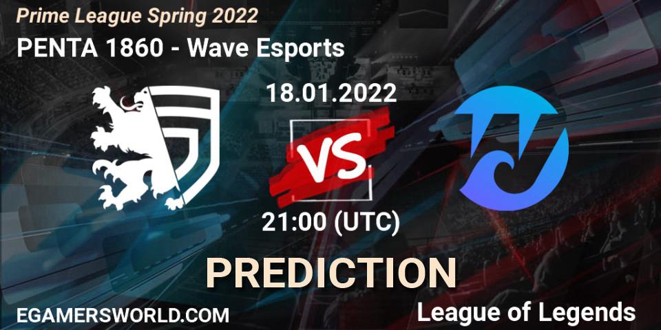 Prognose für das Spiel PENTA 1860 VS Wave Esports. 18.01.2022 at 21:20. LoL - Prime League Spring 2022