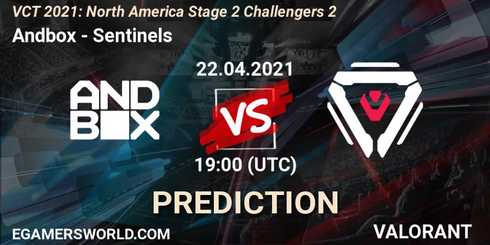Prognose für das Spiel Andbox VS Sentinels. 22.04.2021 at 19:00. VALORANT - VCT 2021: North America Stage 2 Challengers 2