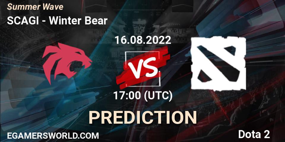 Prognose für das Spiel SCAGI VS Winter Bear. 16.08.2022 at 17:20. Dota 2 - Summer Wave
