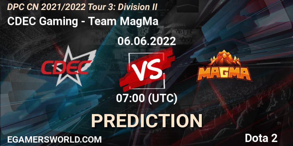 Prognose für das Spiel CDEC Gaming VS Team MagMa. 06.06.22. Dota 2 - DPC CN 2021/2022 Tour 3: Division II