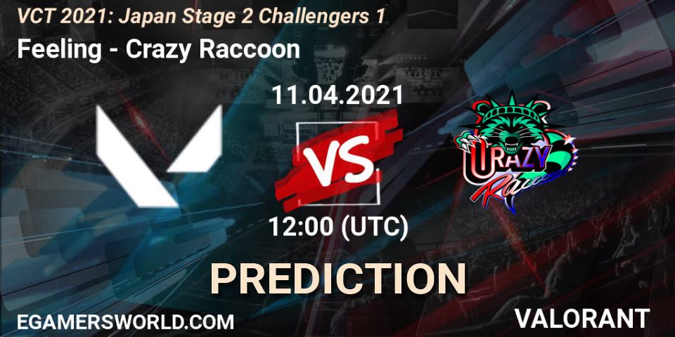 Prognose für das Spiel Feeling VS Crazy Raccoon. 11.04.2021 at 12:00. VALORANT - VCT 2021: Japan Stage 2 Challengers 1