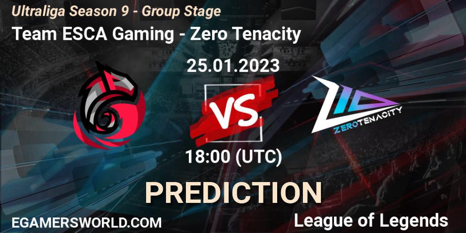 Prognose für das Spiel Team ESCA Gaming VS Zero Tenacity. 25.01.23. LoL - Ultraliga Season 9 - Group Stage