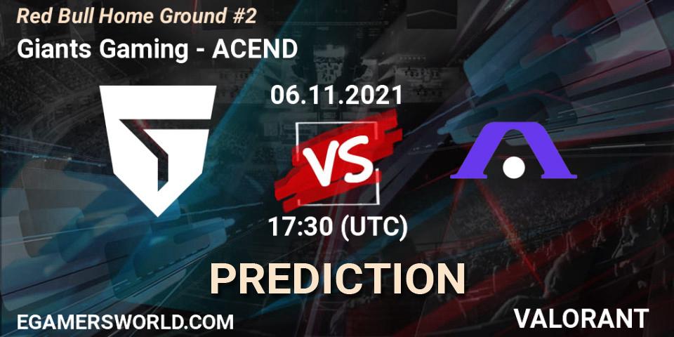 Prognose für das Spiel Giants Gaming VS ACEND. 06.11.2021 at 16:20. VALORANT - Red Bull Home Ground #2