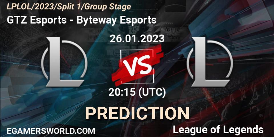 Prognose für das Spiel GTZ Bulls VS Byteway Esports. 26.01.23. LoL - LPLOL Split 1 2023 - Group Stage