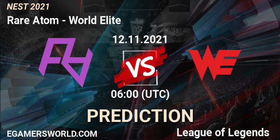 Prognose für das Spiel World Elite VS Rare Atom. 16.11.21. LoL - NEST 2021