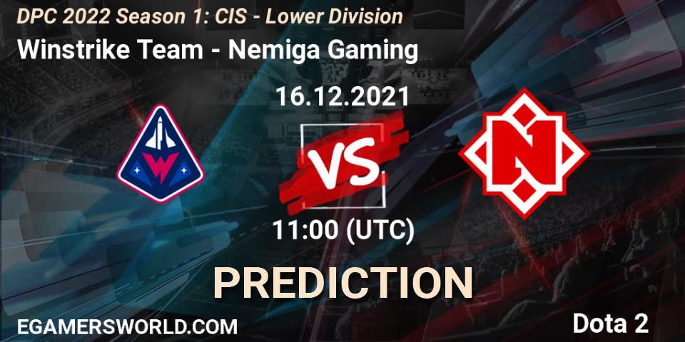 Prognose für das Spiel Winstrike Team VS Nemiga Gaming. 16.12.21. Dota 2 - DPC 2022 Season 1: CIS - Lower Division