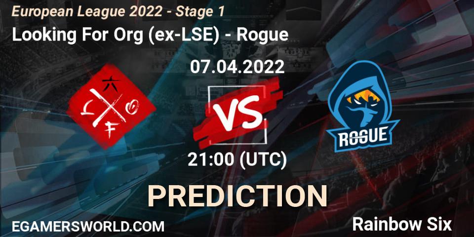 Prognose für das Spiel Looking For Org (ex-LSE) VS Rogue. 07.04.22. Rainbow Six - European League 2022 - Stage 1