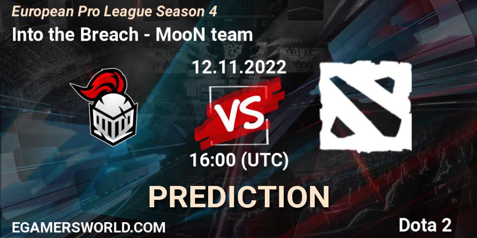Prognose für das Spiel Into the Breach VS MooN team. 12.11.2022 at 16:08. Dota 2 - European Pro League Season 4
