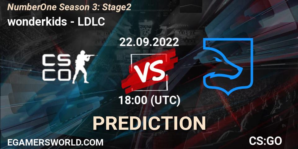 Prognose für das Spiel wonderkids VS LDLC. 22.09.2022 at 18:00. Counter-Strike (CS2) - NumberOne Season 3: Stage 2