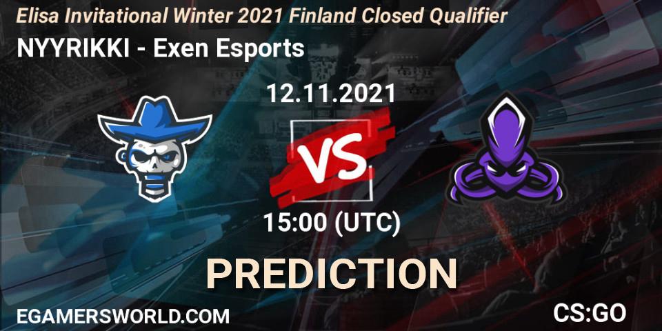 Prognose für das Spiel NYYRIKKI VS Exen Esports. 12.11.21. CS2 (CS:GO) - Elisa Invitational Winter 2021 Finland Closed Qualifier