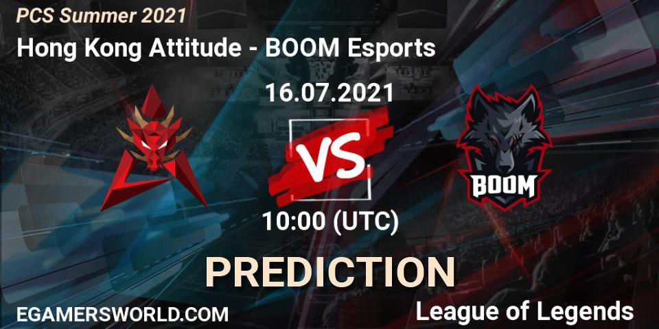 Prognose für das Spiel Hong Kong Attitude VS BOOM Esports. 16.07.21. LoL - PCS Summer 2021