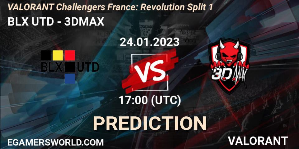 Prognose für das Spiel BLX UTD VS 3DMAX. 24.01.2023 at 17:00. VALORANT - VALORANT Challengers 2023 France: Revolution Split 1
