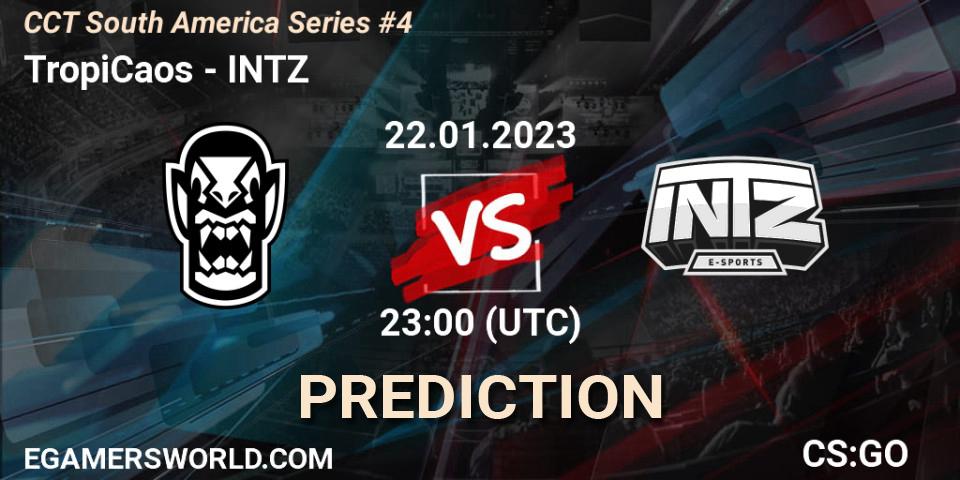 Prognose für das Spiel TropiCaos VS INTZ. 22.01.2023 at 23:30. Counter-Strike (CS2) - CCT South America Series #4