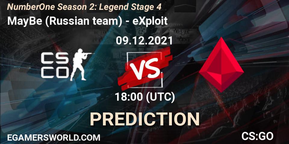 Prognose für das Spiel MayBe (Russian team) VS eXploit. 09.12.21. CS2 (CS:GO) - NumberOne Season 2: Legend Stage 4