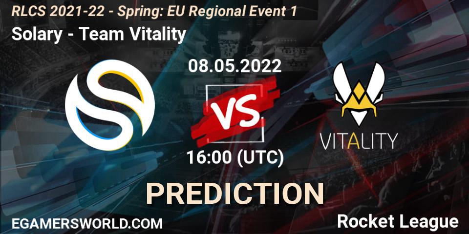 Prognose für das Spiel Solary VS Team Vitality. 08.05.2022 at 16:00. Rocket League - RLCS 2021-22 - Spring: EU Regional Event 1