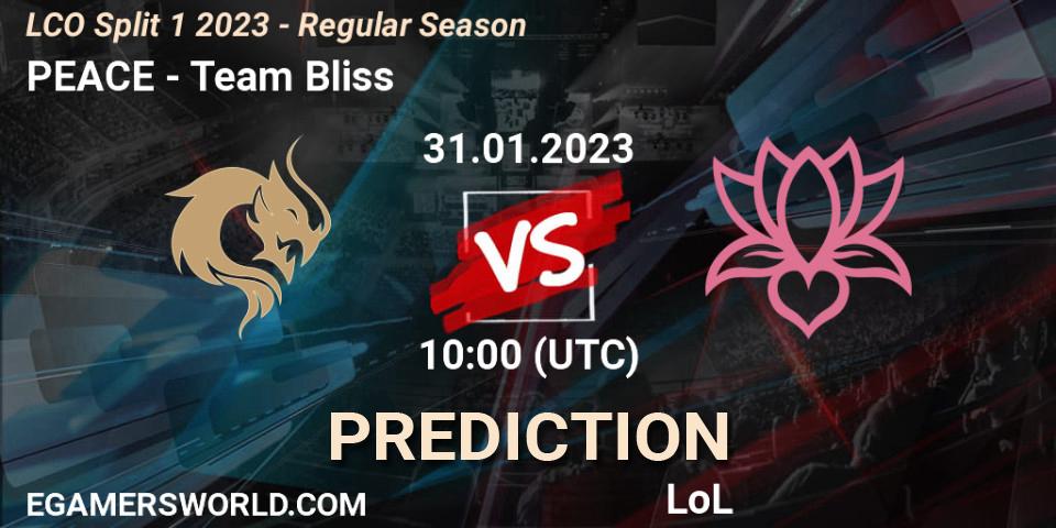 Prognose für das Spiel PEACE VS Team Bliss. 31.01.23. LoL - LCO Split 1 2023 - Regular Season