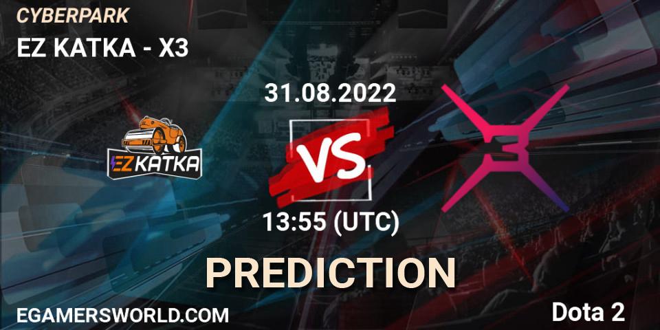 Prognose für das Spiel EZ KATKA VS X3. 31.08.2022 at 13:57. Dota 2 - CYBERPARK