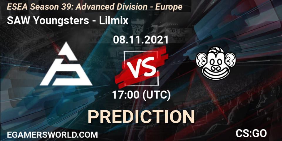 Prognose für das Spiel SAW Youngsters VS Lilmix. 02.12.2021 at 18:00. Counter-Strike (CS2) - ESEA Season 39: Advanced Division - Europe