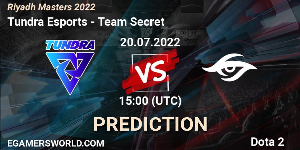 Prognose für das Spiel Tundra Esports VS Team Secret. 20.07.2022 at 15:32. Dota 2 - Riyadh Masters 2022