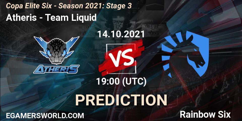 Prognose für das Spiel Atheris VS Team Liquid. 14.10.2021 at 19:00. Rainbow Six - Copa Elite Six - Season 2021: Stage 3