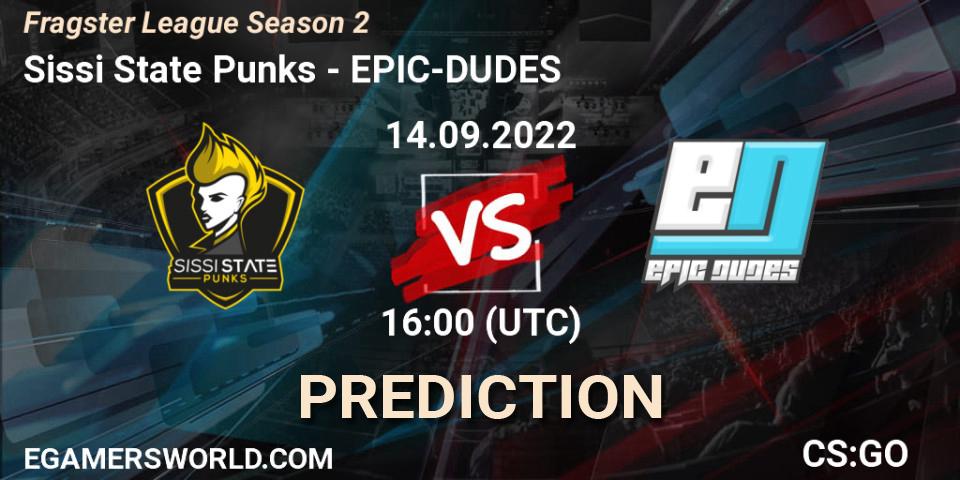 Prognose für das Spiel Sissi State Punks VS EPIC-DUDES. 14.09.22. CS2 (CS:GO) - Fragster League Season 2