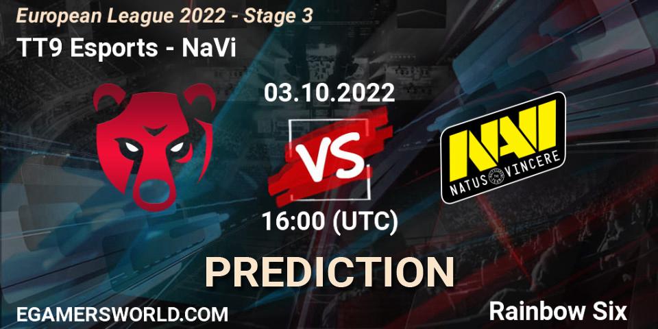 Prognose für das Spiel TT9 Esports VS NaVi. 03.10.22. Rainbow Six - European League 2022 - Stage 3