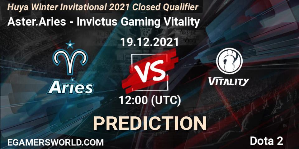 Prognose für das Spiel Aster.Aries VS Invictus Gaming Vitality. 19.12.21. Dota 2 - Huya Winter Invitational 2021 Closed Qualifier