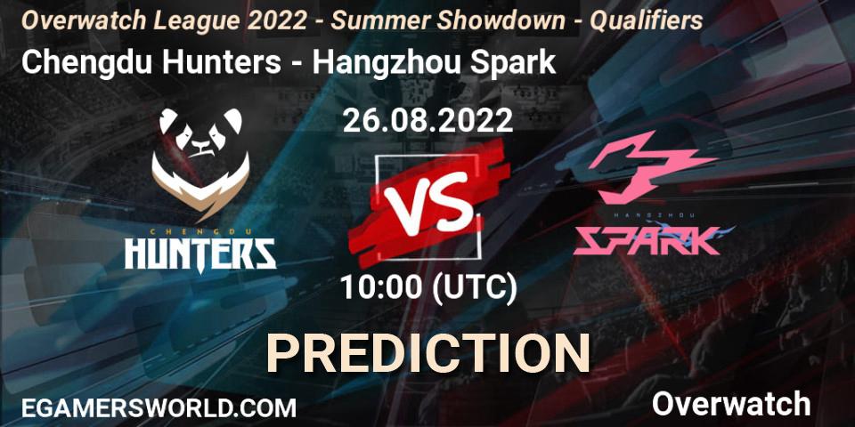 Prognose für das Spiel Chengdu Hunters VS Hangzhou Spark. 26.08.2022 at 10:00. Overwatch - Overwatch League 2022 - Summer Showdown - Qualifiers