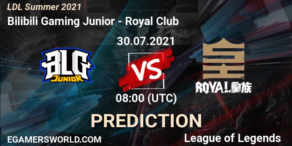 Prognose für das Spiel Bilibili Gaming Junior VS Royal Club. 31.07.2021 at 09:00. LoL - LDL Summer 2021