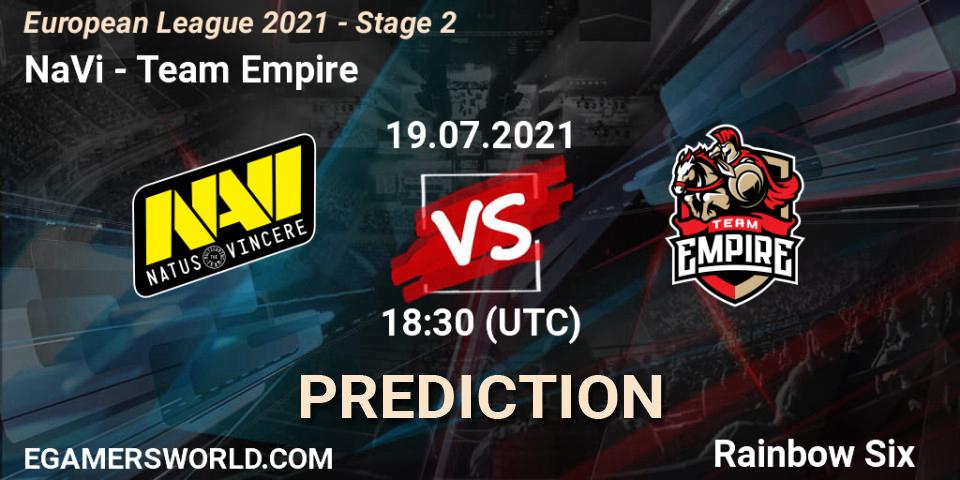 Prognose für das Spiel NaVi VS Team Empire. 19.07.21. Rainbow Six - European League 2021 - Stage 2