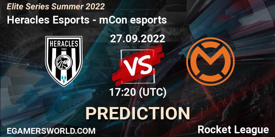 Prognose für das Spiel Heracles Esports VS mCon esports. 27.09.2022 at 17:20. Rocket League - Elite Series Summer 2022