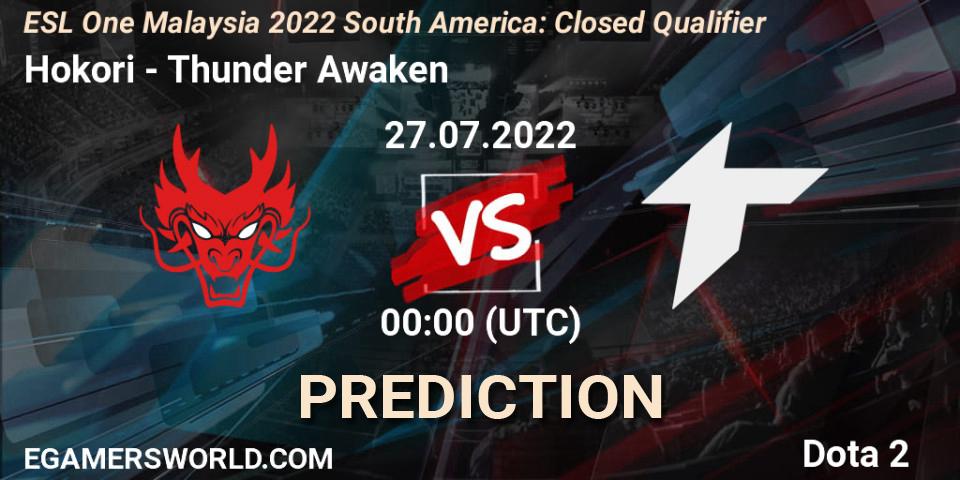 Prognose für das Spiel Hokori VS Thunder Awaken. 27.07.2022 at 00:02. Dota 2 - ESL One Malaysia 2022 South America: Closed Qualifier