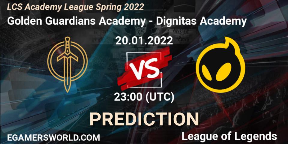 Prognose für das Spiel Golden Guardians Academy VS Dignitas Academy. 20.01.22. LoL - LCS Academy League Spring 2022