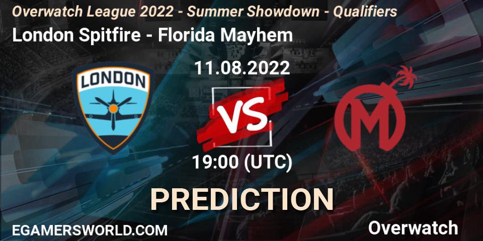 Prognose für das Spiel London Spitfire VS Florida Mayhem. 11.08.22. Overwatch - Overwatch League 2022 - Summer Showdown - Qualifiers