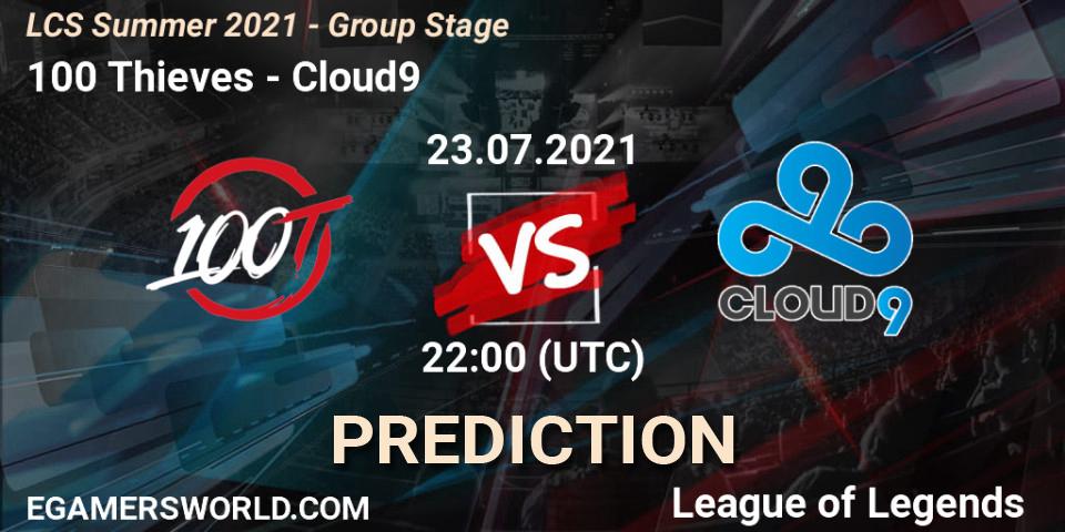 Prognose für das Spiel 100 Thieves VS Cloud9. 23.07.21. LoL - LCS Summer 2021 - Group Stage