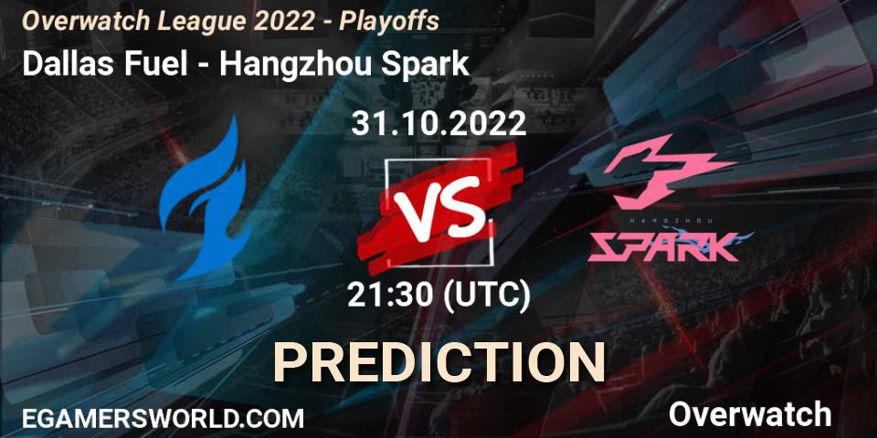 Prognose für das Spiel Dallas Fuel VS Hangzhou Spark. 31.10.22. Overwatch - Overwatch League 2022 - Playoffs