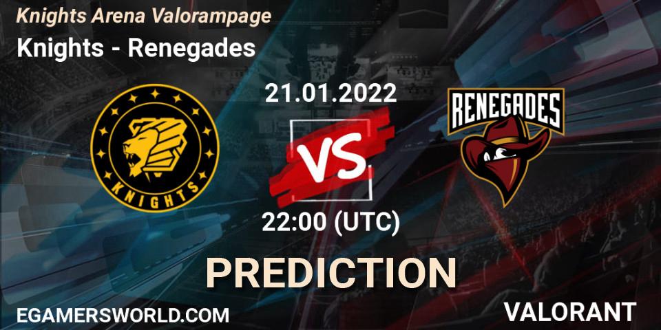 Prognose für das Spiel Knights VS Renegades. 21.01.2022 at 22:00. VALORANT - Knights Arena Valorampage