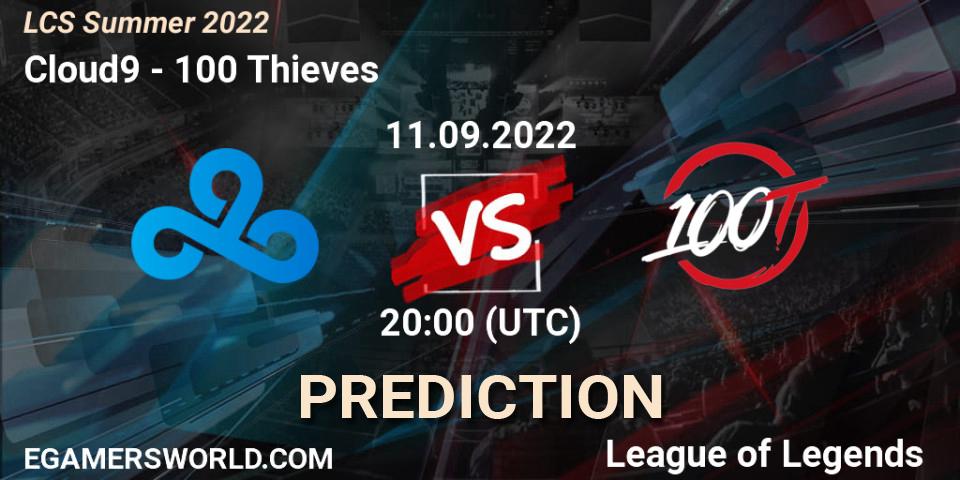 Prognose für das Spiel Cloud9 VS 100 Thieves. 11.09.22. LoL - LCS Summer 2022