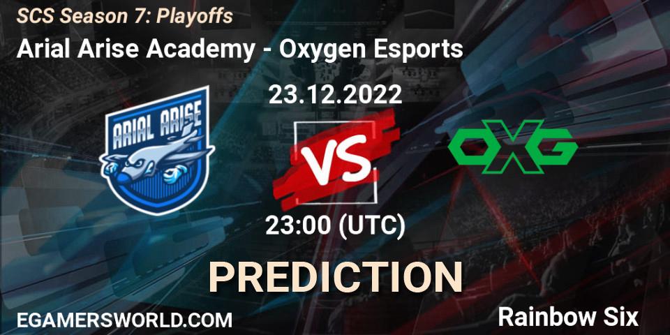 Prognose für das Spiel Arial Arise Academy VS Oxygen Esports. 23.12.2022 at 23:00. Rainbow Six - SCS Season 7: Playoffs
