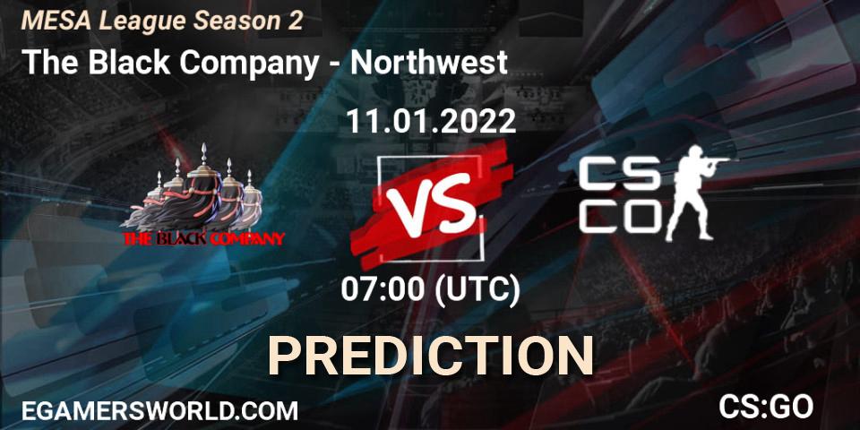 Prognose für das Spiel The Black Company VS Northwest. 11.01.2022 at 07:00. Counter-Strike (CS2) - MESA League Season 2