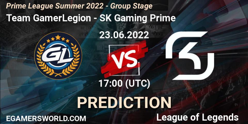 Prognose für das Spiel Team GamerLegion VS SK Gaming Prime. 23.06.2022 at 17:00. LoL - Prime League Summer 2022 - Group Stage