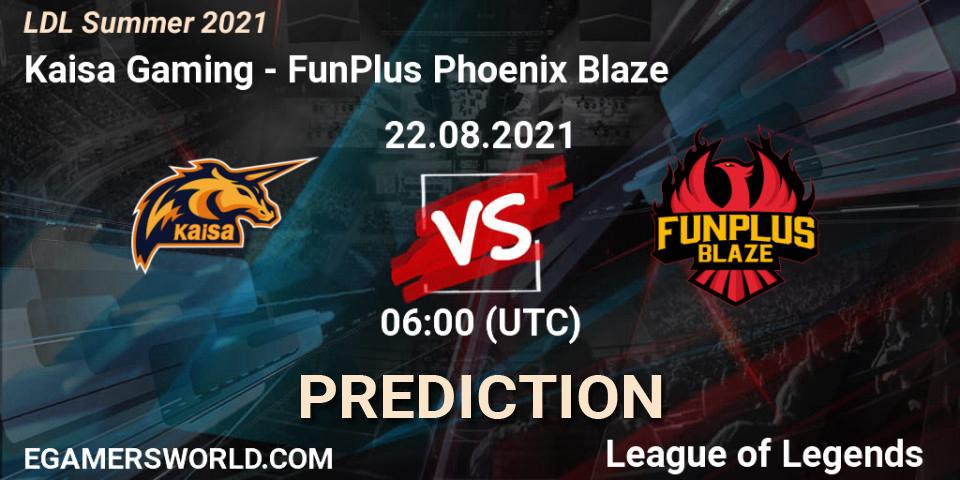 Prognose für das Spiel Kaisa Gaming VS FunPlus Phoenix Blaze. 22.08.21. LoL - LDL Summer 2021