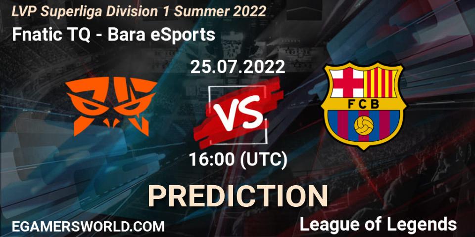 Prognose für das Spiel Fnatic TQ VS Barça eSports. 25.07.2022 at 20:00. LoL - LVP Superliga Division 1 Summer 2022