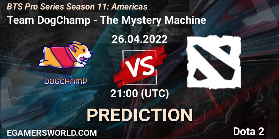 Prognose für das Spiel Team DogChamp VS The Mystery Machine. 26.04.2022 at 21:02. Dota 2 - BTS Pro Series Season 11: Americas