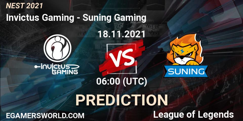Prognose für das Spiel Invictus Gaming VS Suning Gaming. 18.11.21. LoL - NEST 2021