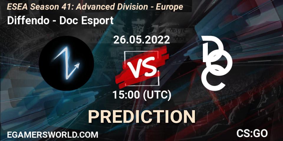Prognose für das Spiel Diffendo VS Doc Esport. 26.05.2022 at 15:00. Counter-Strike (CS2) - ESEA Season 41: Advanced Division - Europe