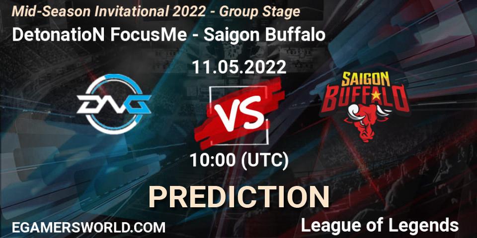 Prognose für das Spiel DetonatioN FocusMe VS Saigon Buffalo. 11.05.2022 at 10:20. LoL - Mid-Season Invitational 2022 - Group Stage