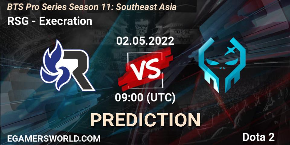 Prognose für das Spiel RSG VS Execration. 02.05.2022 at 09:19. Dota 2 - BTS Pro Series Season 11: Southeast Asia