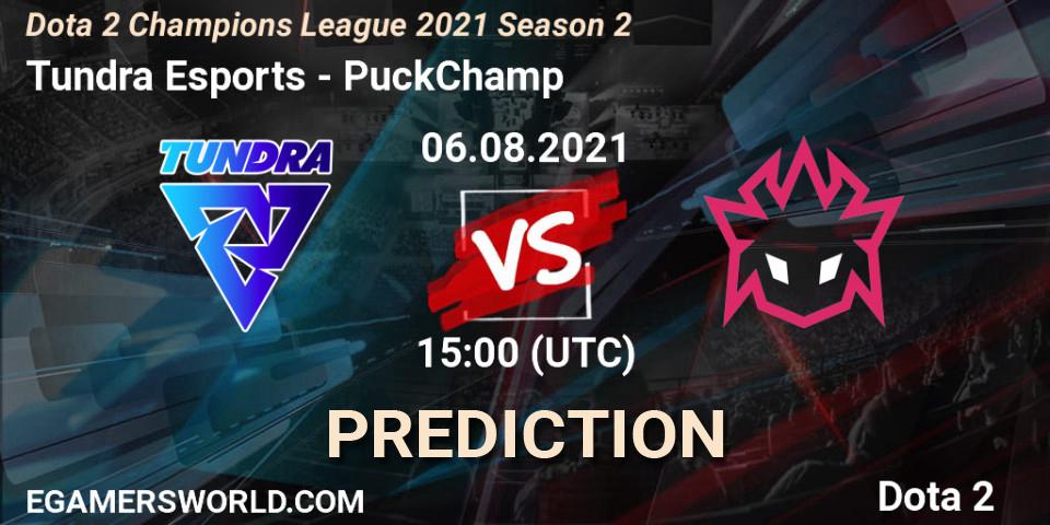 Prognose für das Spiel Tundra Esports VS PuckChamp. 06.08.2021 at 15:00. Dota 2 - Dota 2 Champions League 2021 Season 2